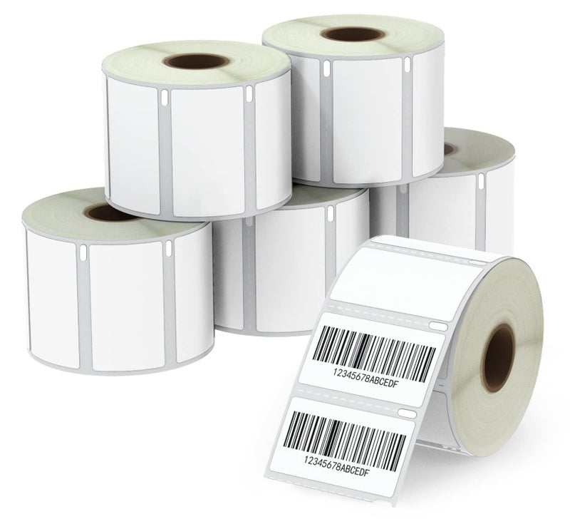 BETCKEY - Compatible DYMO 30334 (2-1/4" x 1-1/4") Multipurpose Barcode/FNSKU Labels, Perforated, Compatible with DYMO Labelwriter 450, 4XL, NOT Fit 550 & 5XL [6 Rolls/6000 Labels] - Image 1